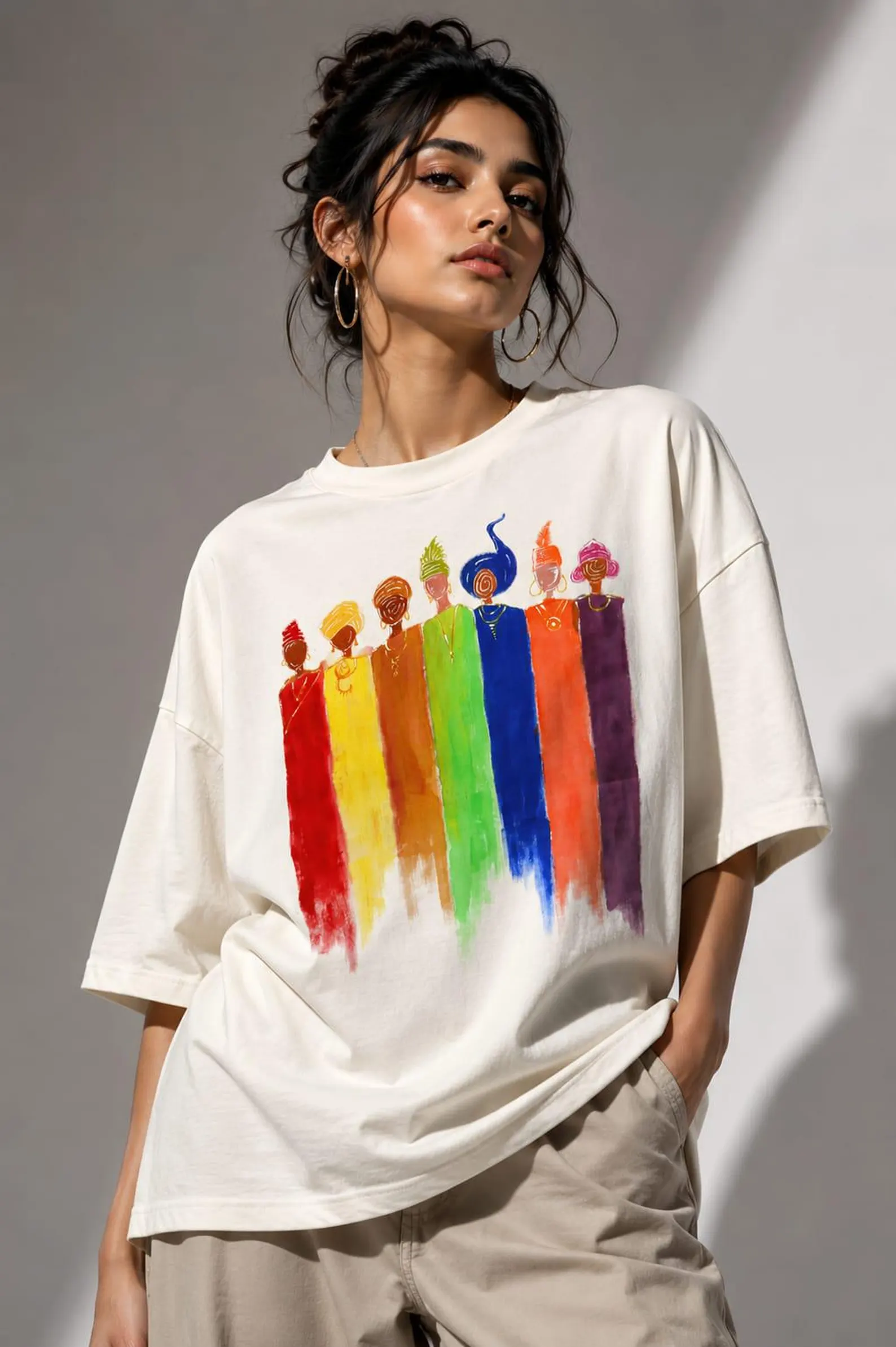 White Oversized Hand Painted Tee